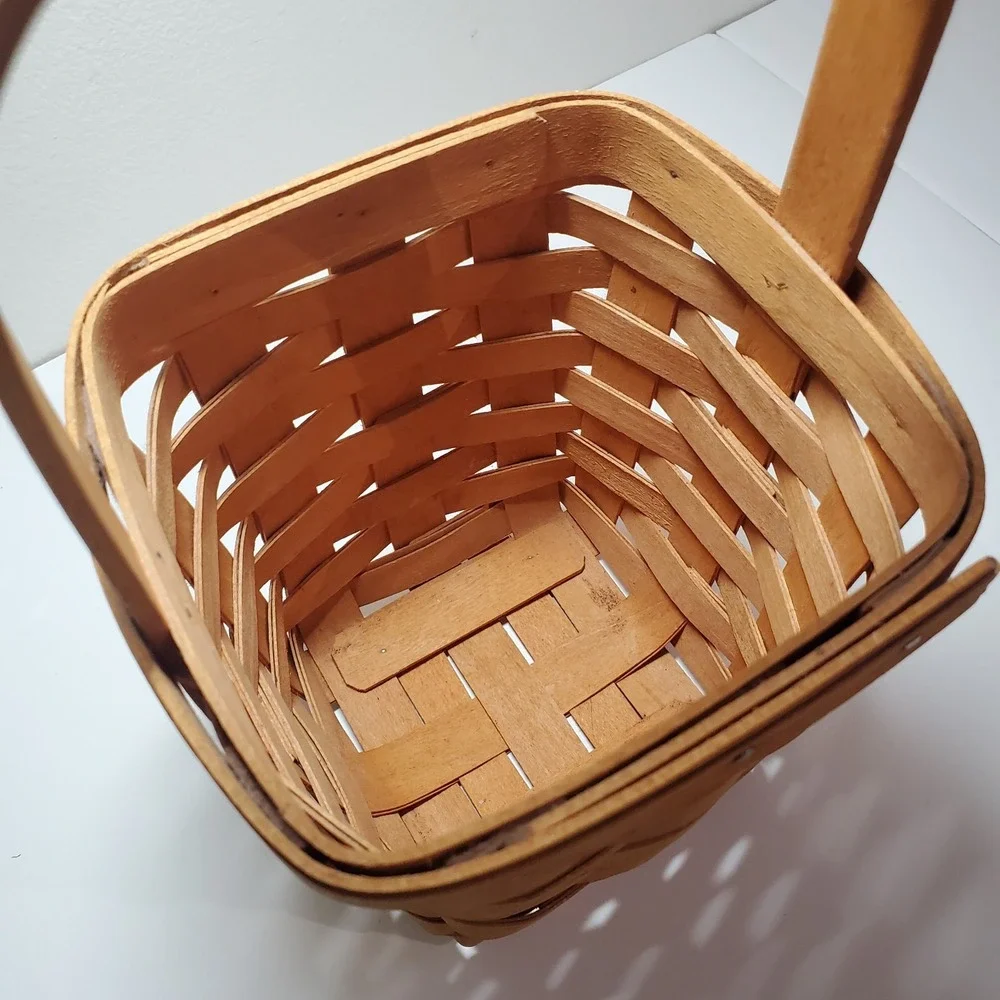 Longaberger tall narrow basket with handle 1996 - see description for dimensions